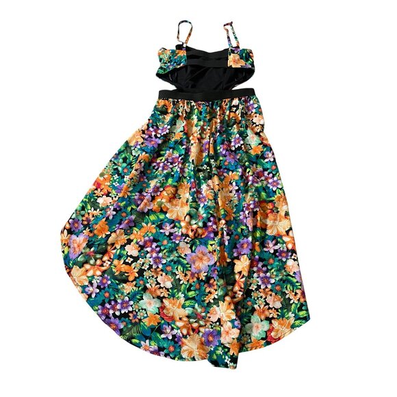 Material Girl High-Low Floral Dress Adjustable Straps Multicolor Large - Picture 2 of 12